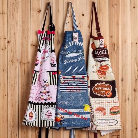 NWT Kitchen APRON SEAFOOD fish chef Apron - French Chic Apron 100% Cotton - OS - Picture 8 of 10